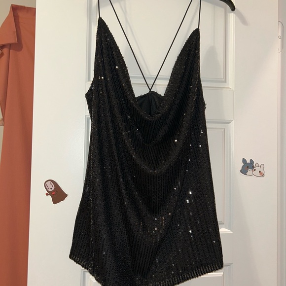 Fashion Nova Tops - Black Sequin Top